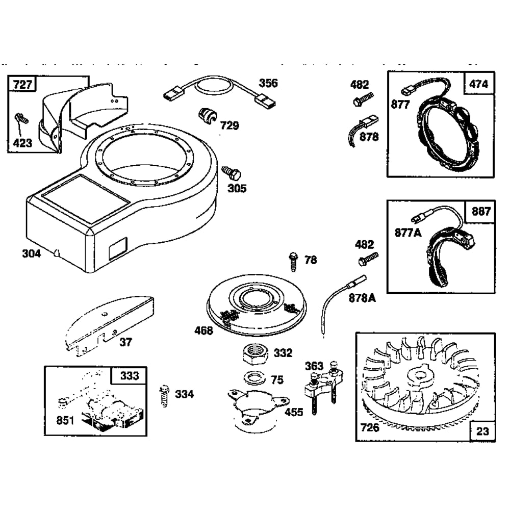 Flywheel Assembly Diagram and Parts List for 259700-259799 0102 Briggs and Stratton Engine